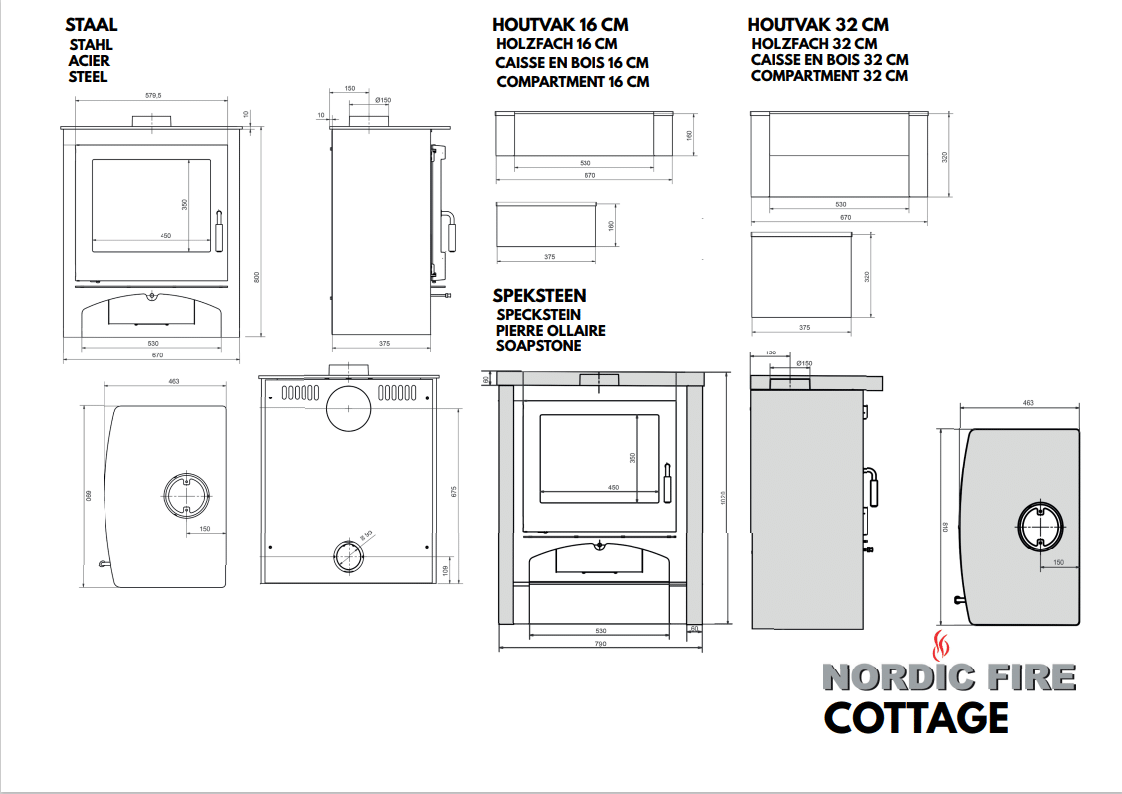 Houtkachel Nordic Fire Cottage met houtvak - Afbeelding 4