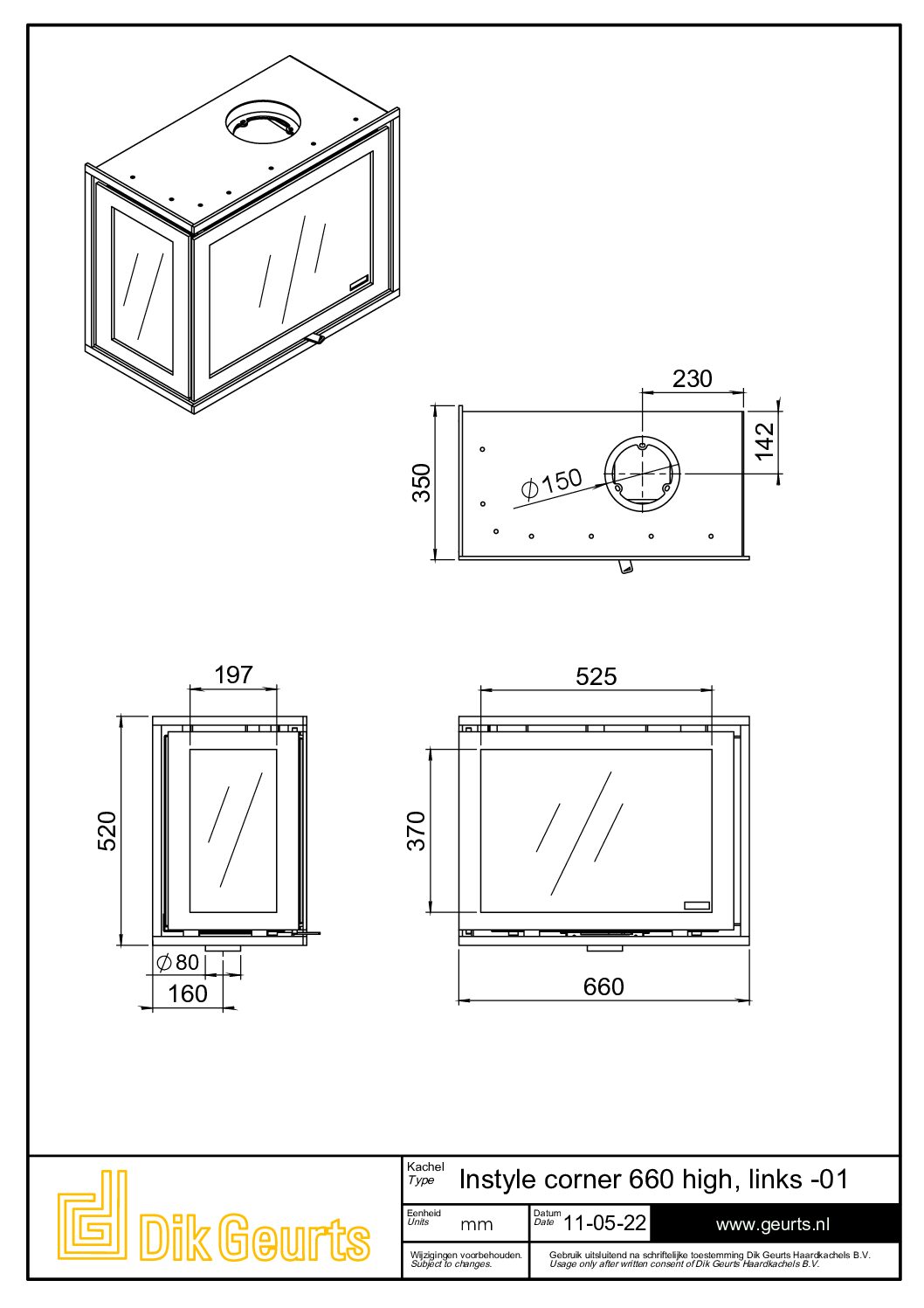 2-zijdige Hout inbouw haard Dik Geurts Instyle corner 660 Hoog - Afbeelding 4