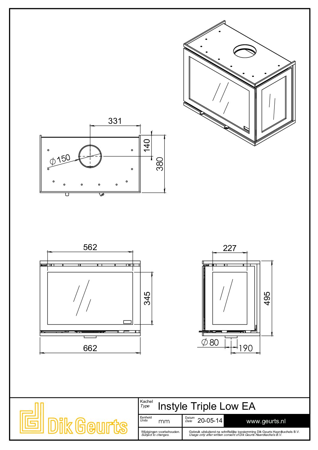 3-zijdige inbouwhout haard Dik Geurts Instyle Triple 660 laag - Afbeelding 5